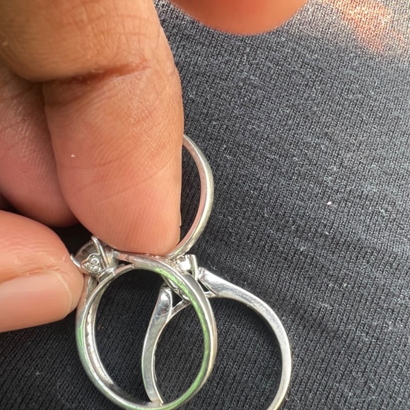 Wedding ring set 10KT White gold - Picture 7 of 17